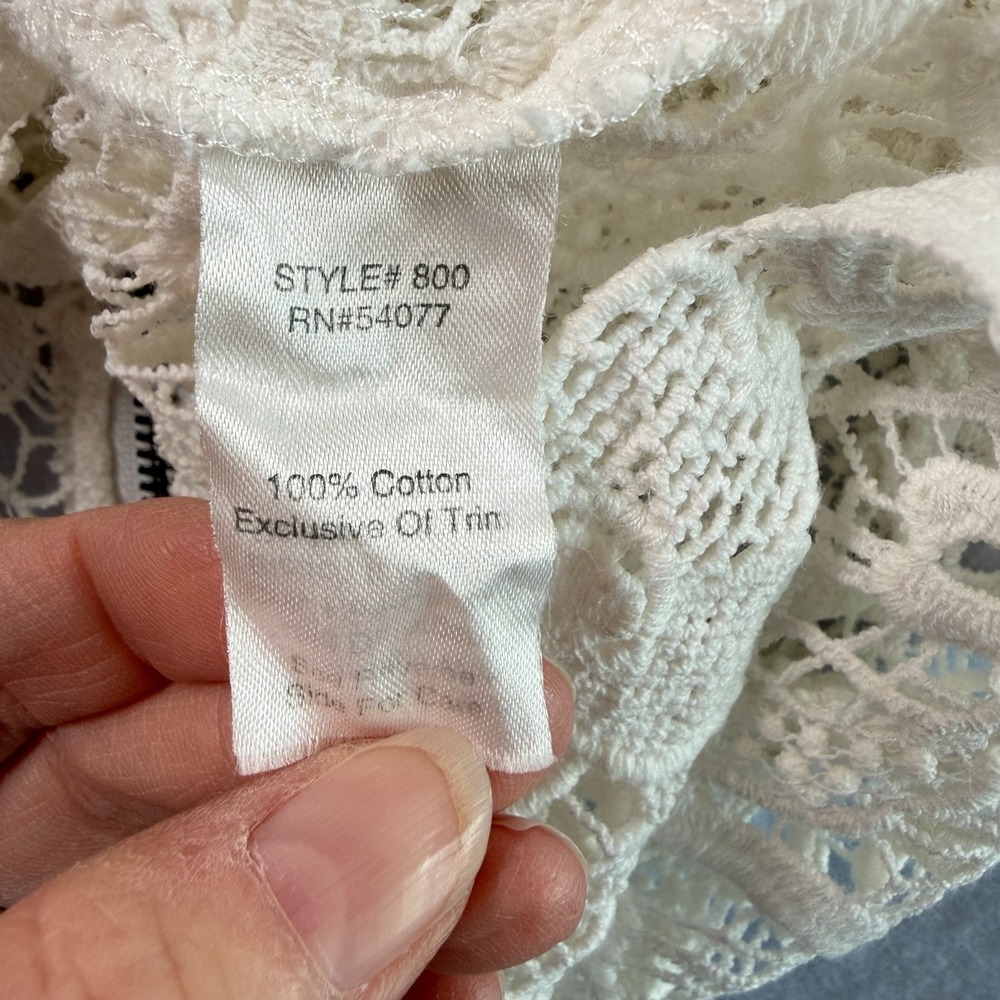 Sheer Floral Lace Crochet Top Sz S Ivory Sleeveless Boho Chic Cottage Country - Picture 8 of 9